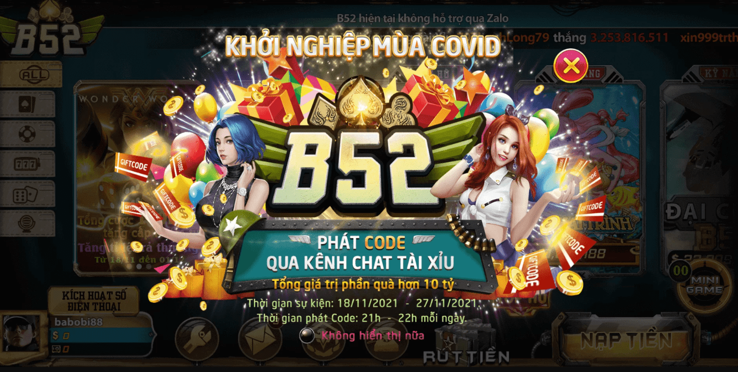 Code B52 Phát Code qua kênh chat